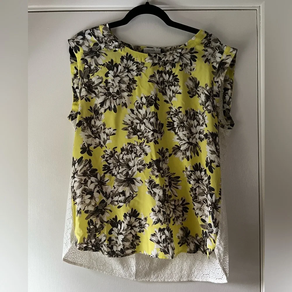 J. Crew Sleeveless Floral Eyelet Top Soft Girl Cottagecore Romantic Feminine